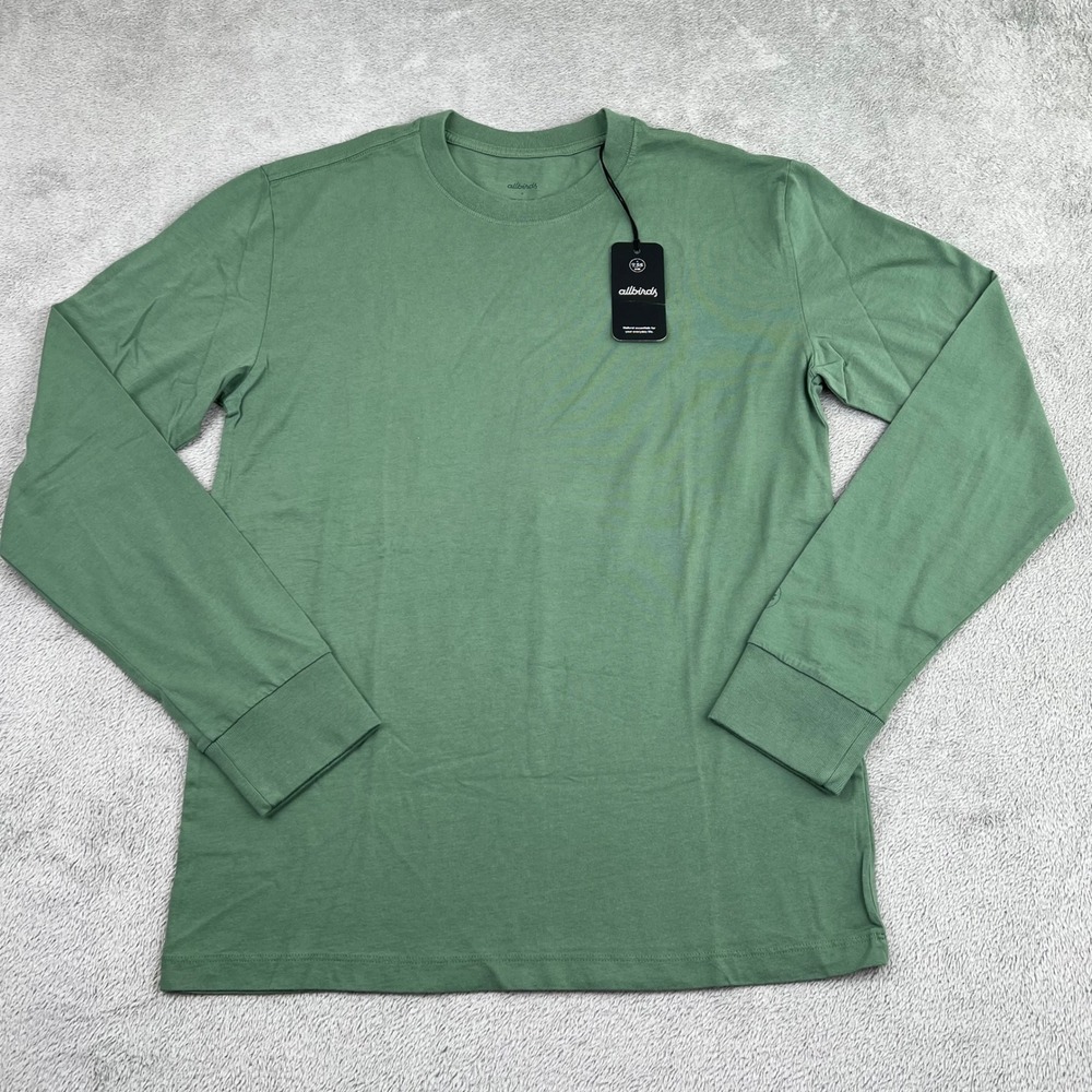 Allbirds 100% Organic Cotton Long Sleeve Tee Classic Fit Hazy Cargo Green S